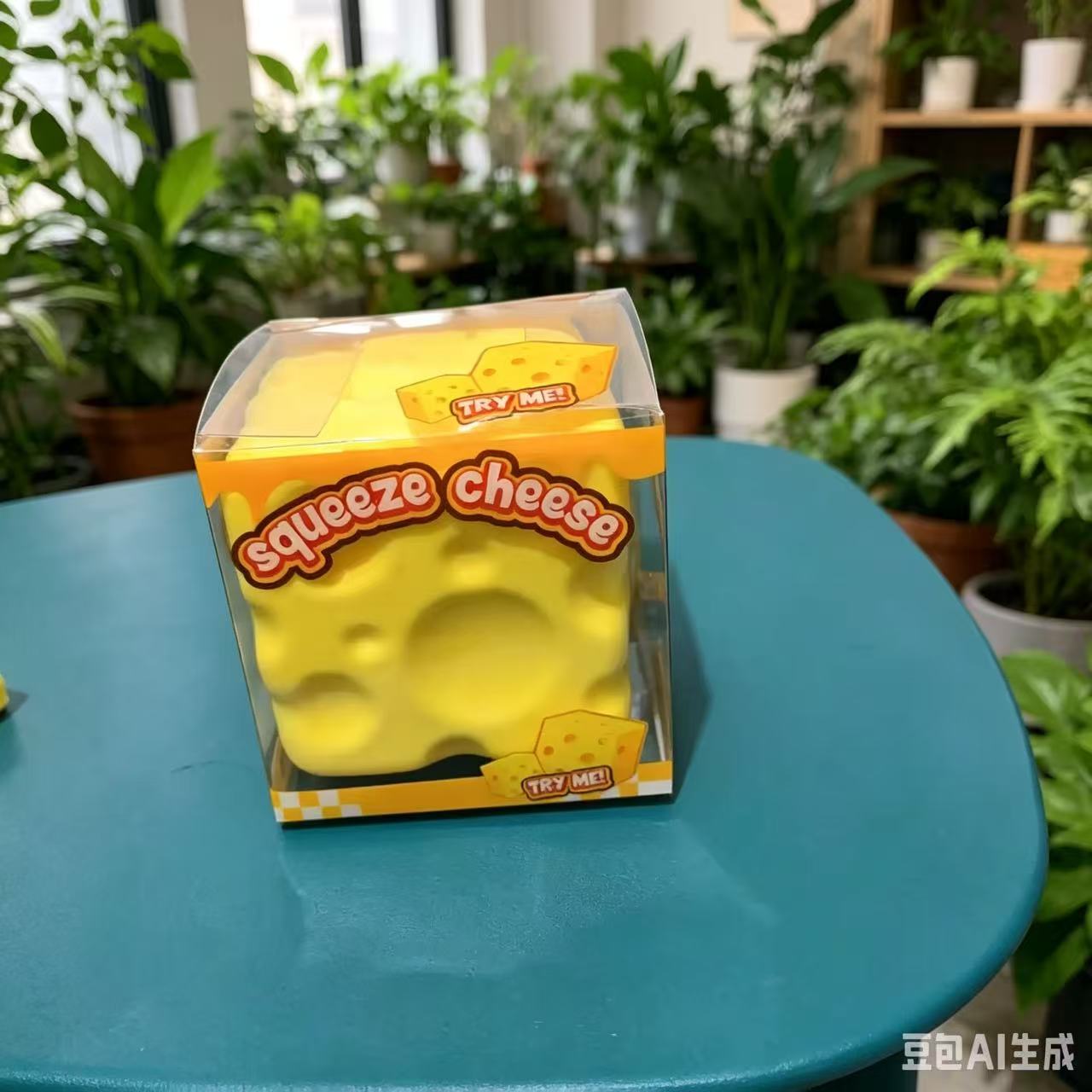 Plakkerig Zacht Kaasblok-geel, Plastic Decompressiespeelgoed, met Knijpfunctie Om Het Speelgoed Te Knijpen Om Stoom Af Te Blazen. yellow