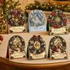 DIY Christmas Card Kit Kit, 3D Pop-Up Faux Pearl Art Snowman Santa Elk Craft Kits Wreath Card, Handmade Xmas for Family And Friends Holiday