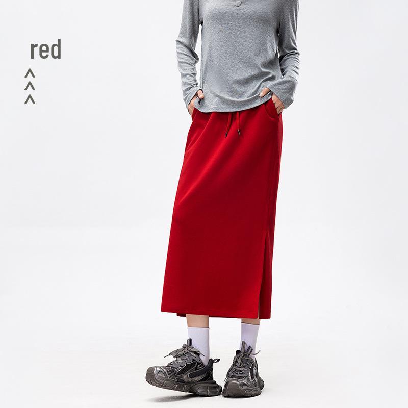 

Женская юбка-миди карандаш на кулиске в стиле Лулу: Воздушный, Повседневный, Спортивный с боковыми разрезами и карманами. S