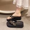 Fashion Slippers Women Summer Rubber Flip Flops Beach Shoes Platform Slides On A Wedge Hawaiian Sabot Flat Retro Beach Shoes Womens Slip