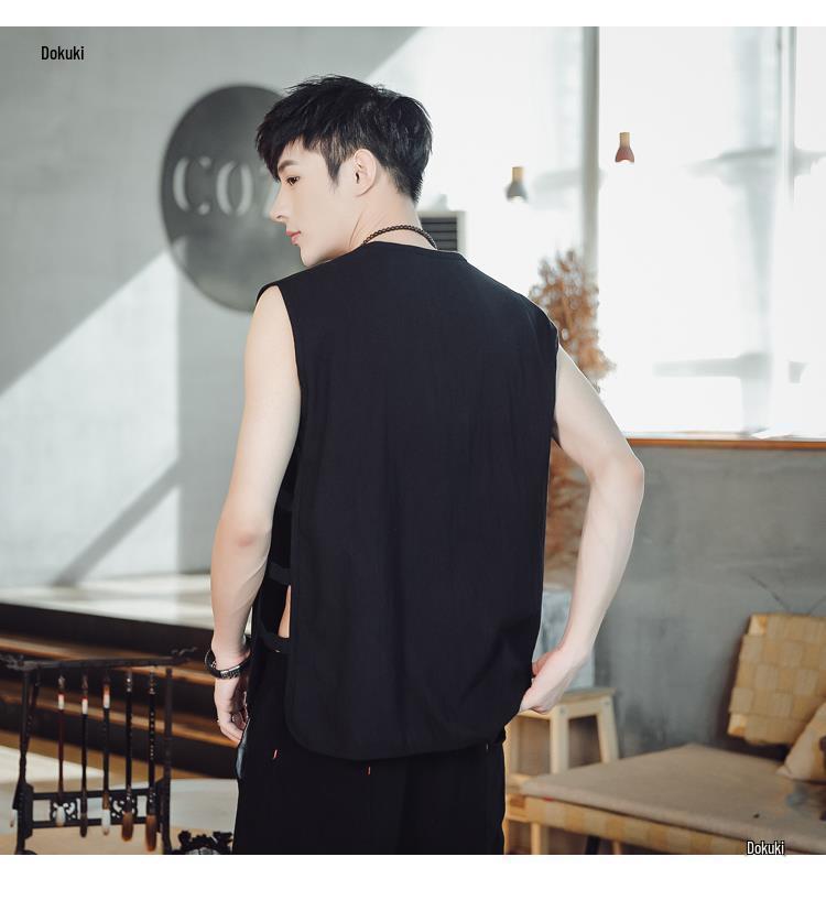 Men's Retro Linen-Cotton Sleeveless Waistcoat - Chinese Style Buttoned Vest