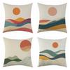 New Oil Painting Sunrise Impression Linen Pillowcase, Simple Four-piece Set with Label
