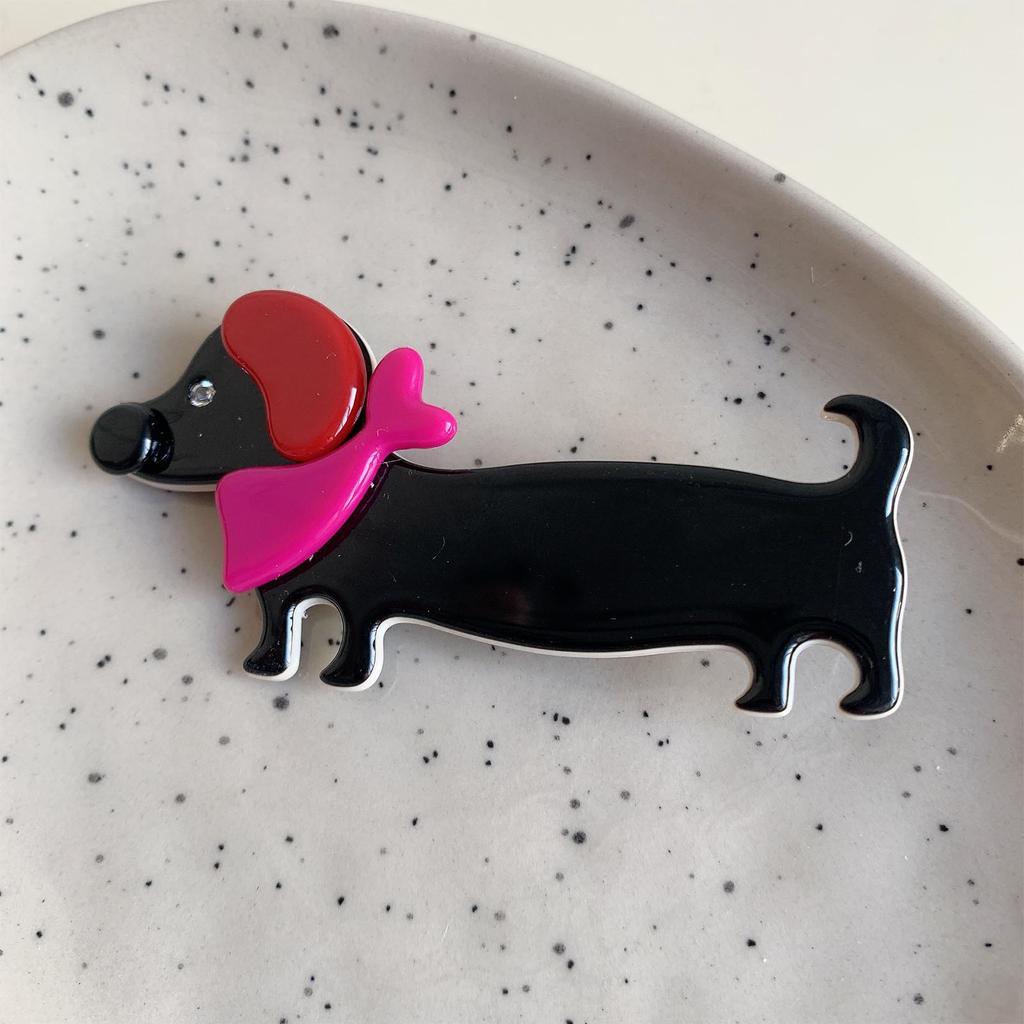 Popular Acetate Dachshund Hair Clip Fun Sausage Dog Hair Clip for All Ages Lovely Hair Barrettes Side Hair Styling Clip