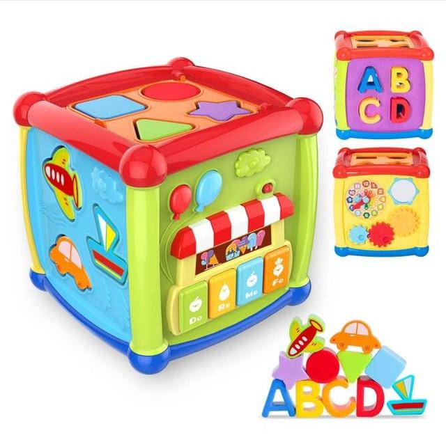 Tumama Multifunctional Musical Toys Toddler Baby Box Music Activity Cube Gear Clock Blocks Toys