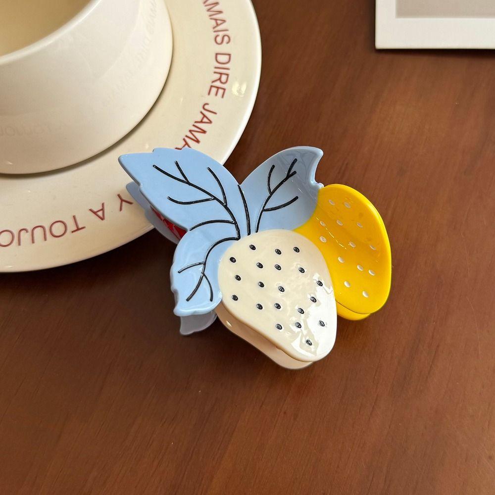 

Sweet Fruit Acetate Claw Clip Delicate Ponytail Shark Clip Strawberry Acetate Hair Clip Outdoor Style3