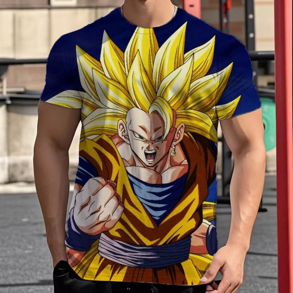 2025 New Fashion Dragon Ball 3D  Summer Short Sleeve O-Neck Goku Vegeta Men's Casual Shirt Boys