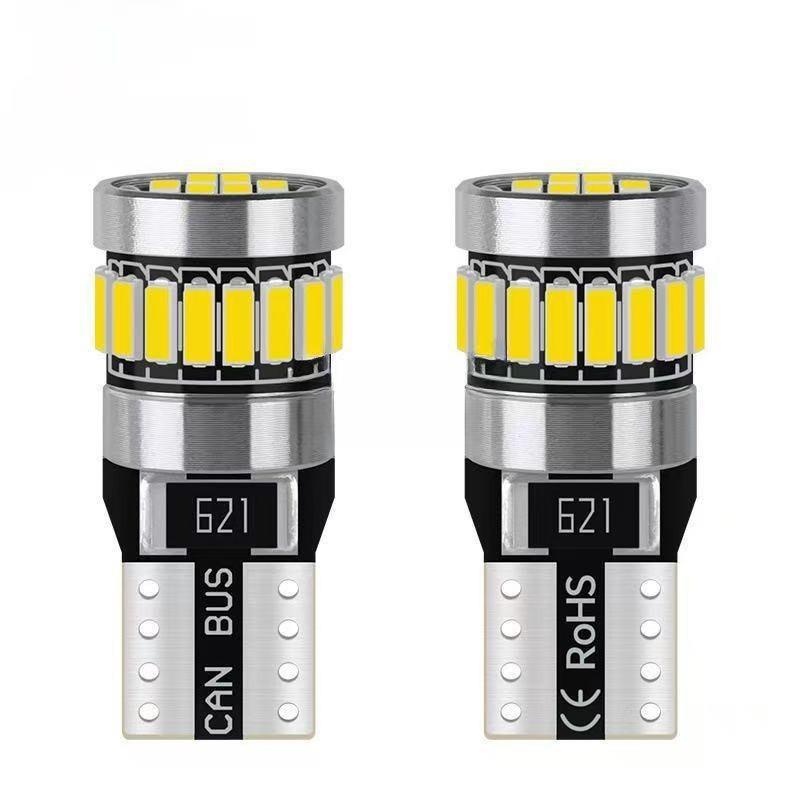4Pcs T10 W5W LED Parking Light, CANBUS Error Free, 24PCS 3030 SMD Chips, 360° Full Angle Illumination Car Side Marker License Plate Lamp t10-4014-24 lamp (silver aluminum)