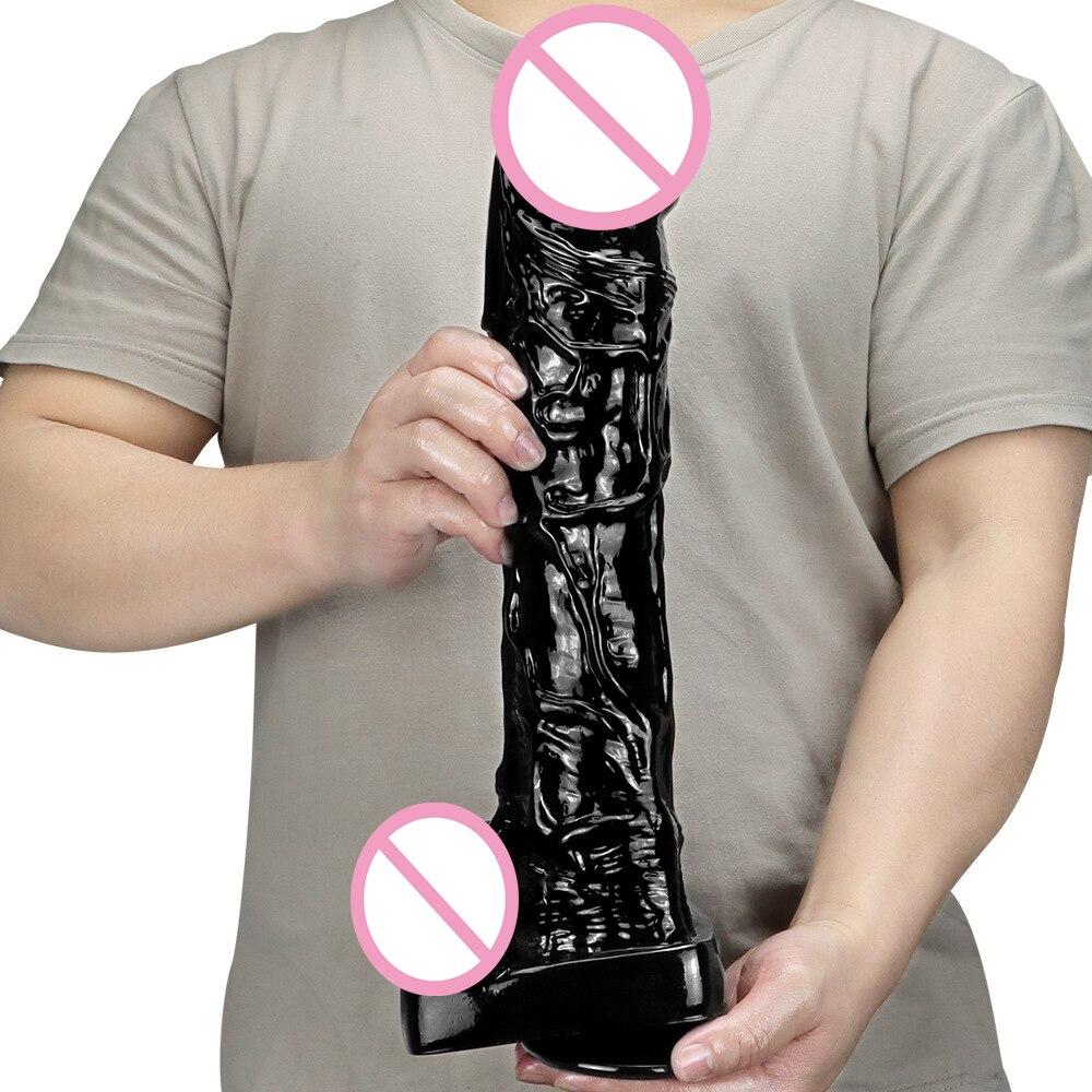 39CM Stor Pikk Svart Monster Kuk Dildo for Analt Analt Plugg Fisting BDSM Sex Anale Leker Realistisk Penis Fetisj
