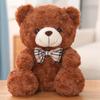 Cute Teddy Bear Plush Toy With Checkered Bow Decoration For Kids Gift Birthday