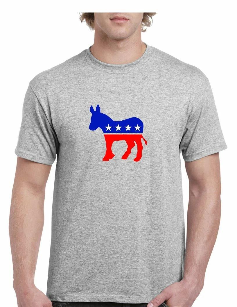 

Democratic Political Party Donkey Mascot Graphic Tee Red Blue White Gray T-Shirt L