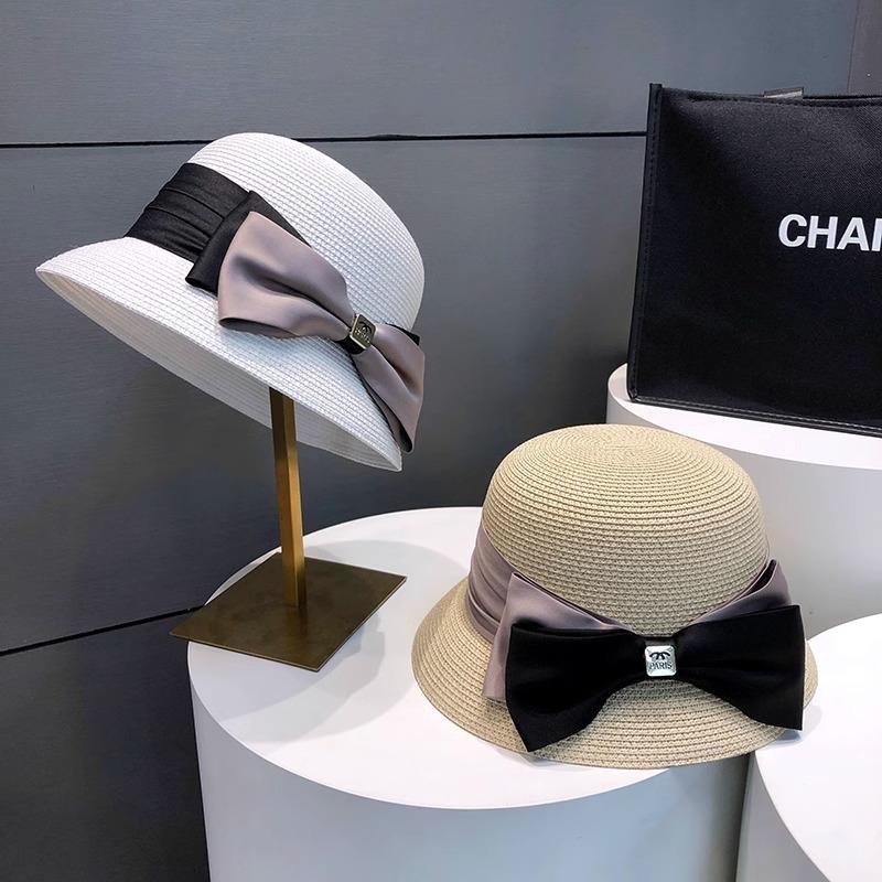 Top Hat Women's Summer Bow Temperament Sunscreen Straw Hat New Small Brim Straw Woven Beach Visor Sun Hat