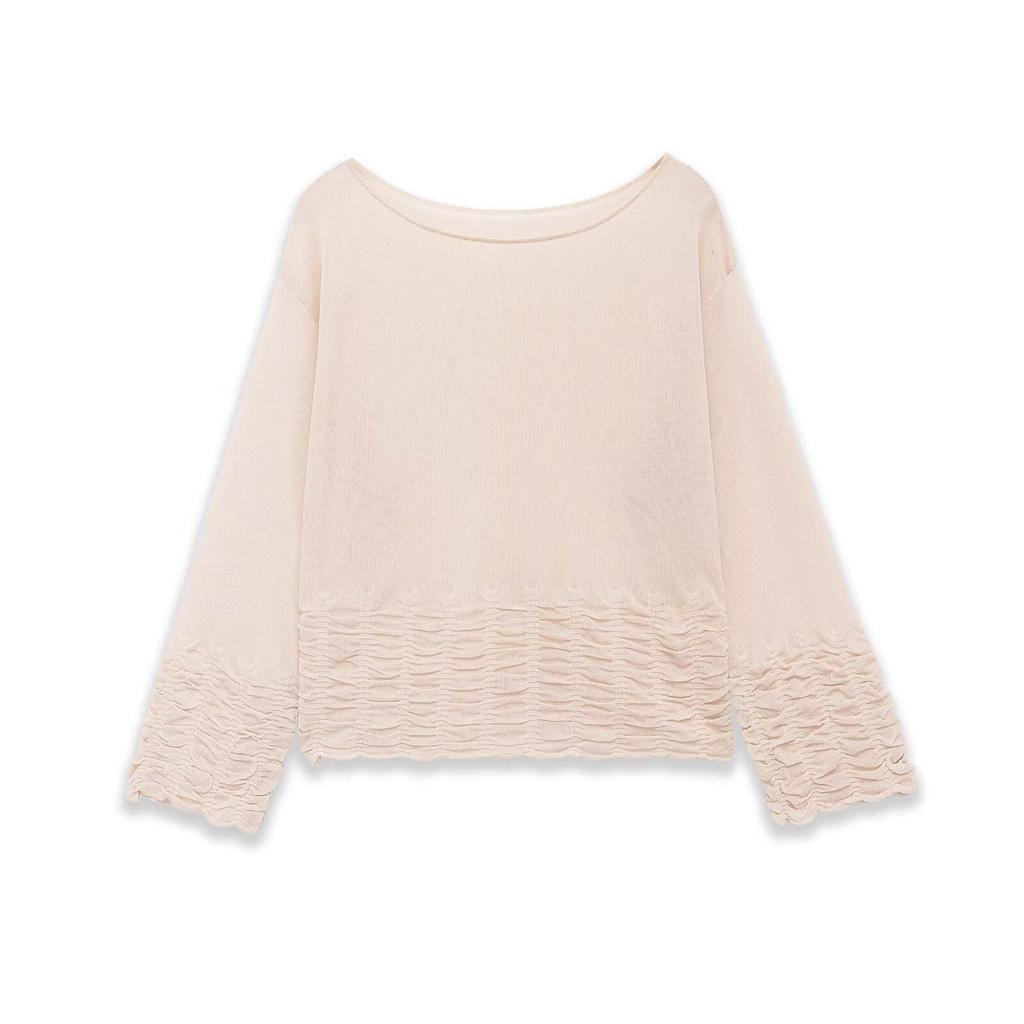 Spring 2026 European & American Style Women's Honeycomb Knit Round Neck Sweater