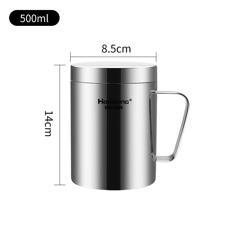 200ml-500ml Mug,304 Stainless Steel Double Cover Water Cup, Coffee Mug, Beer Mug, Household Milk Mug, Children's Water Mug