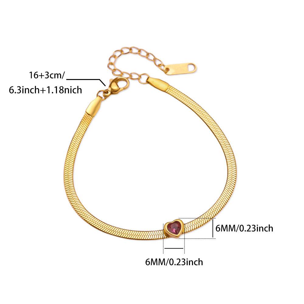 Zircon Birthstone Heart Bracelets For Women Gold Color Stainless Steel Heart Bracelet Wedding Birthday Luxury Jewelry Gift