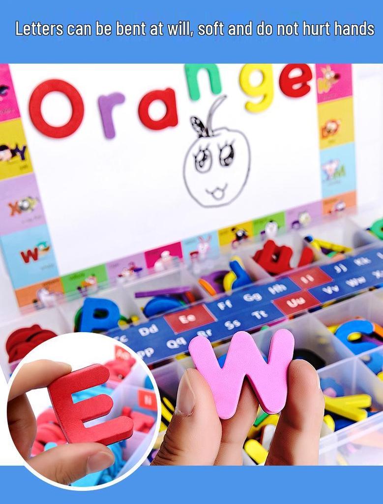 English Alphabet Magnet Tiles: Uppercase & Lowercase Letter Stickers for Kids' Education
