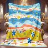 1pc 2D Wave Flower Star Pattern Theme Pattern Flannel Blanket, Soft HD Digital Print, Cooling Blanket Suitable for All Seasons! Soft And Breathable 10