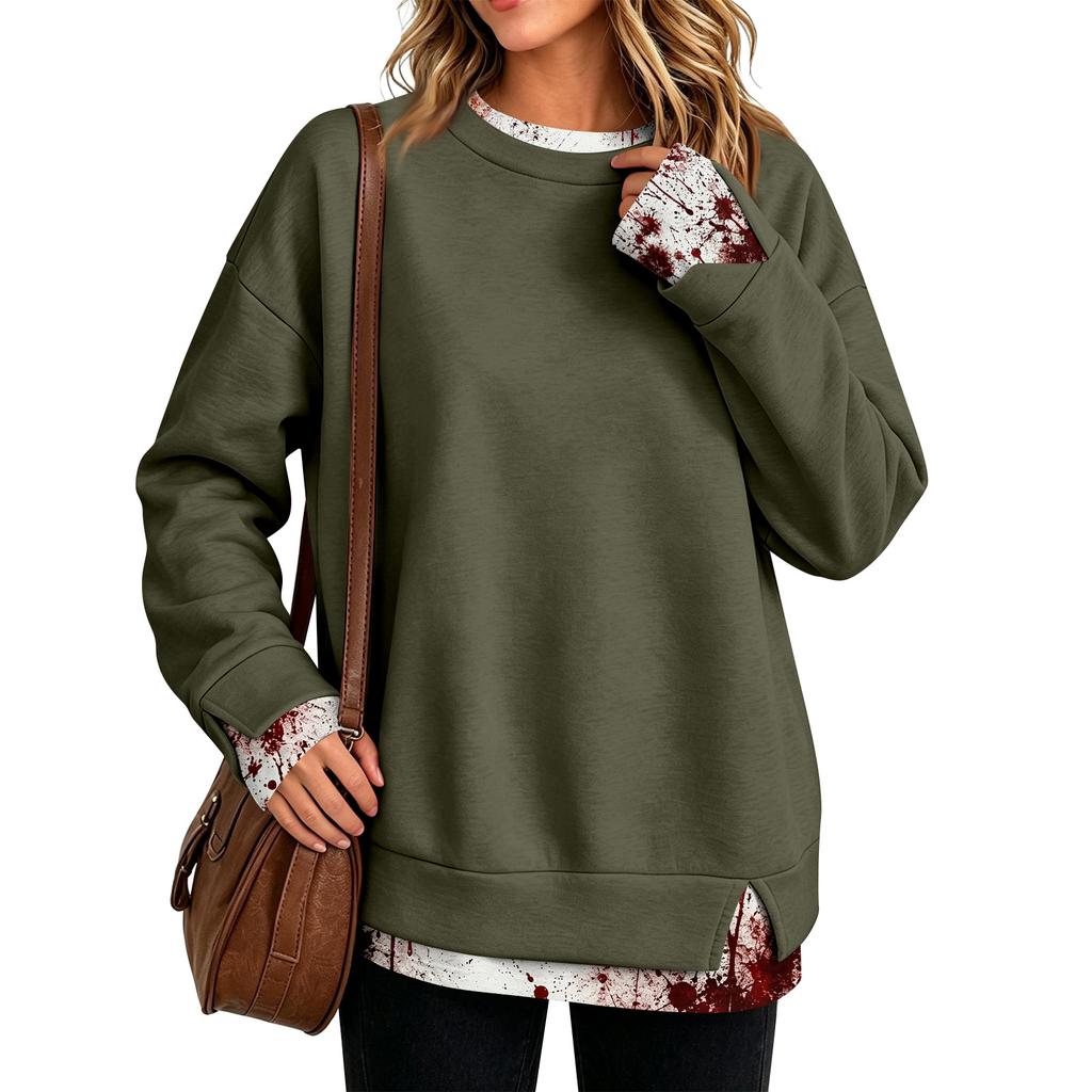 Women's Casual Leopard Print Long Sleeve Neck Pullover Top