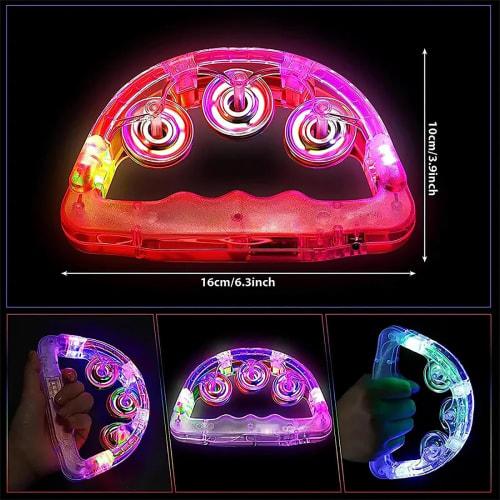 Set of 2 LED Tambourines, Perfect for Karaoke Events, Energizing with Flashing Lights, Flashing Instruments, Tambourines, Musical Instruments, Bells,