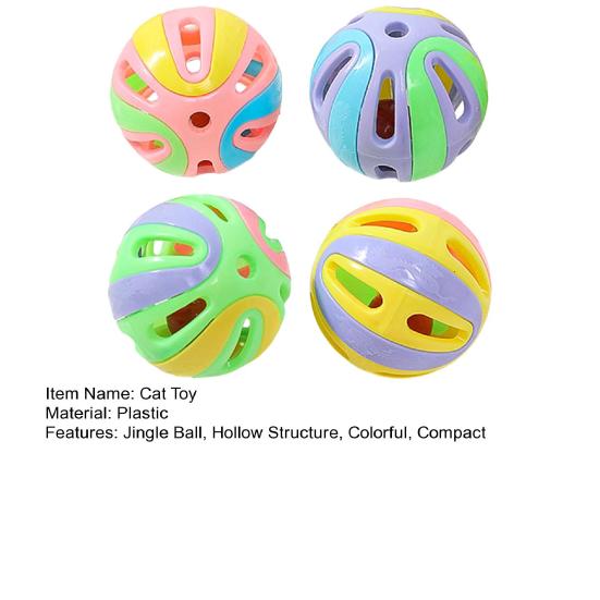 Yousheng 4Pcs Cat Bell Ball Toys Colorful Jingle Balls Cat Interactive Play Toy Hollow Ball with Bell Toy for Indoor Kittens Pounce Chasing Solo