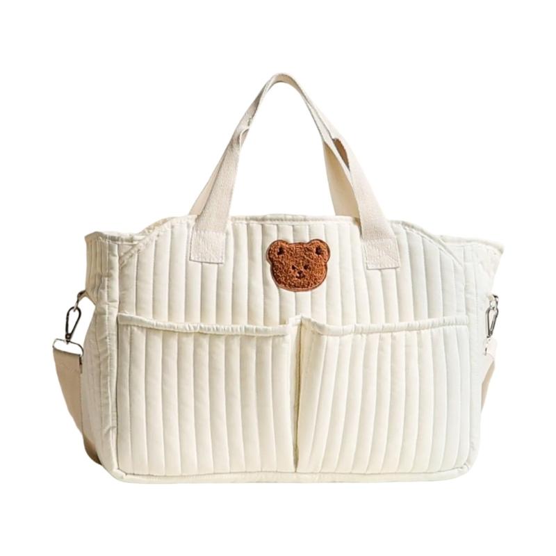 Large Capacity Mom Bag Embroidered Pattern Diaper Bag Splashproof Crossbody Bag Travel Storage Shoulder Bag Handbag