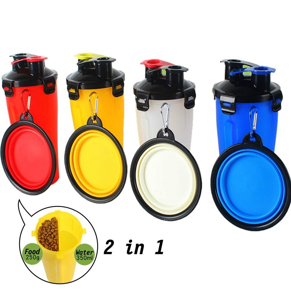 

300 мл Кормушка для собак 2 в 1 Вода и еда Уличная бутылка для воды для собак Миски для домашних животных Дорожные принадлежности для еды