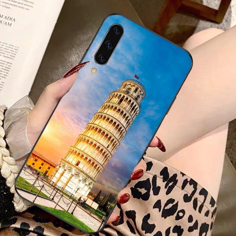 Pouzdro na telefon Šikmá věž v Pise pro Samsung A91 A81 A73 A72 A71 A30S A20 A12 A13 A52 A53 4G 5G Měkký černý kryt na telefon