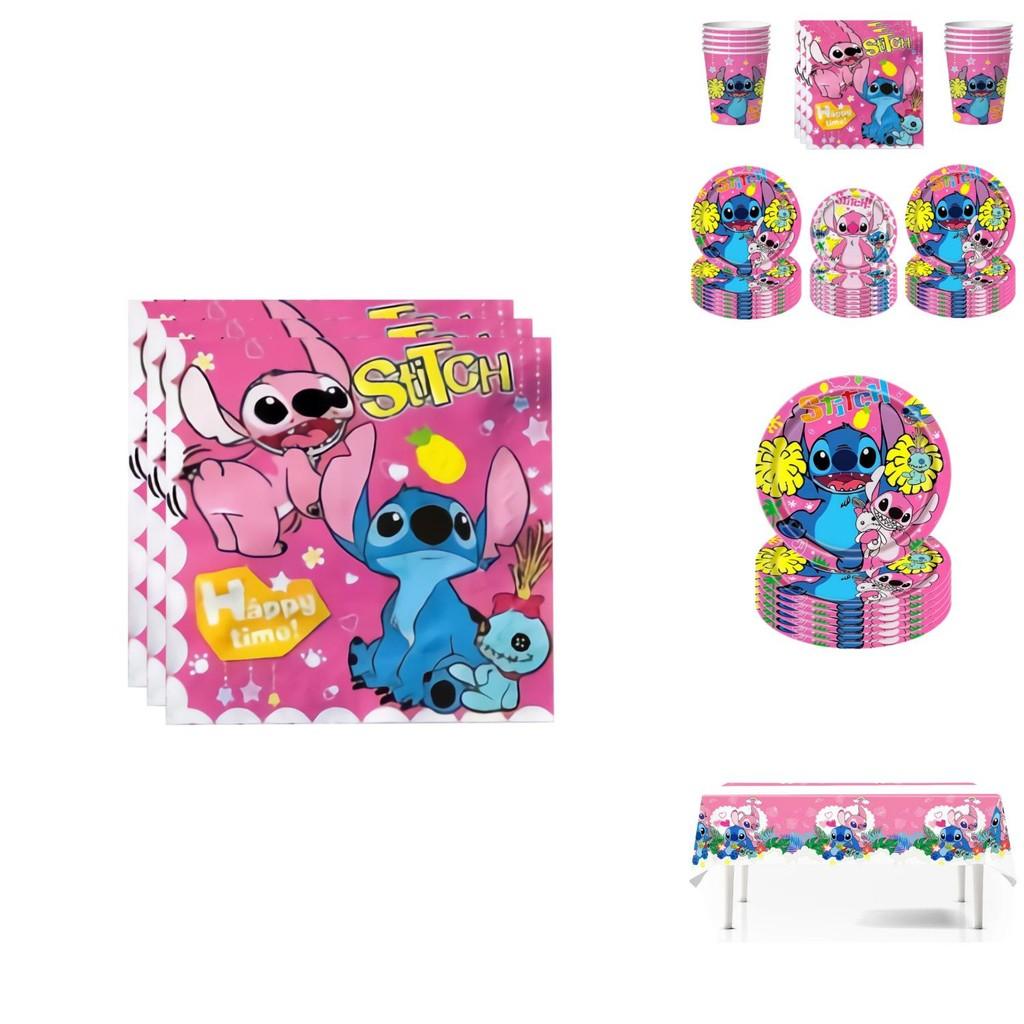 Lilo Stitch Party Supplies Set With Paper Plates Cups Napkins Tablecloth For Kids Birthday Decor