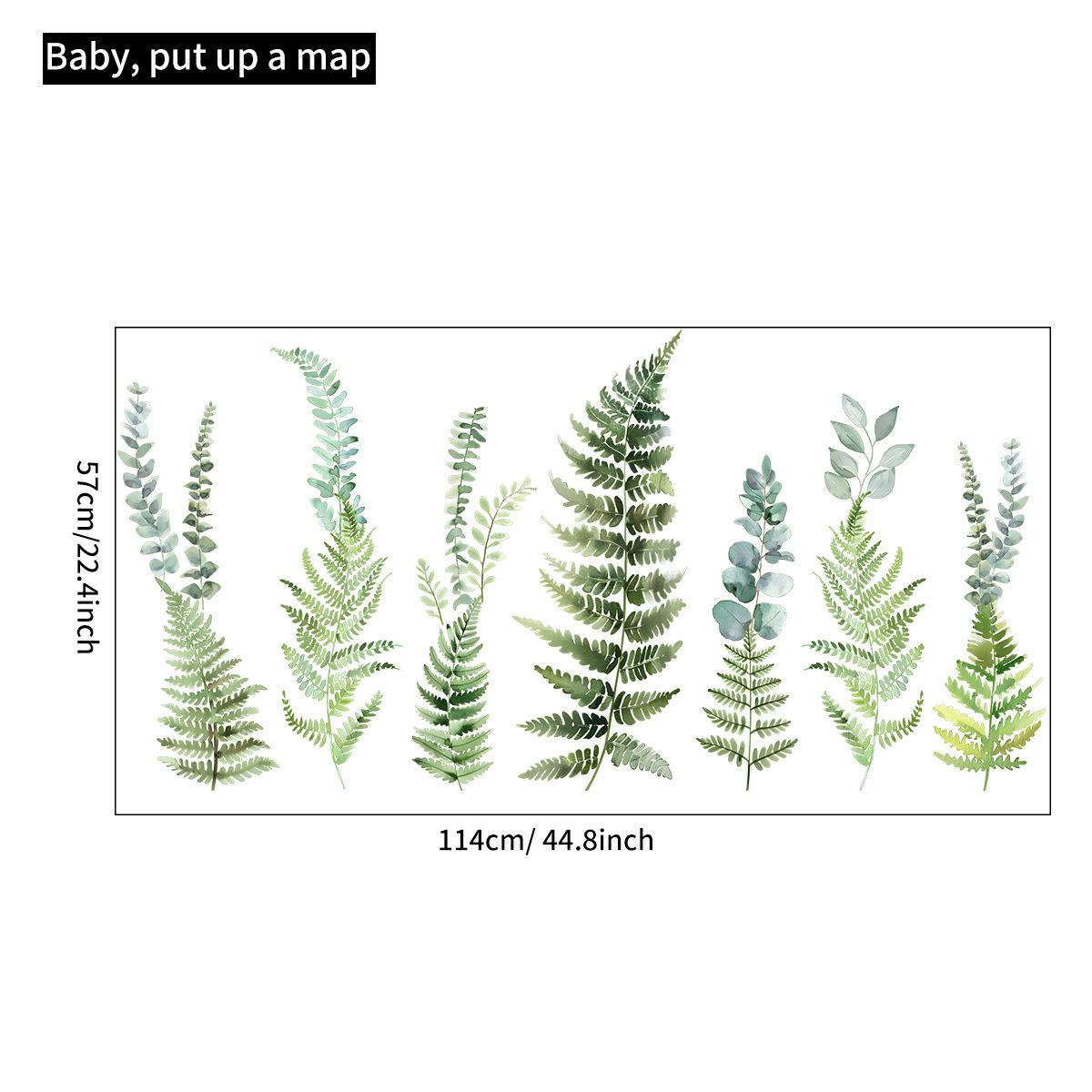 

Green Plant Wall Sticker Self Adhesive for Living Room Bedroom Entrance Sofa Background Wall Decoration 30x90cm*2pcs зелений