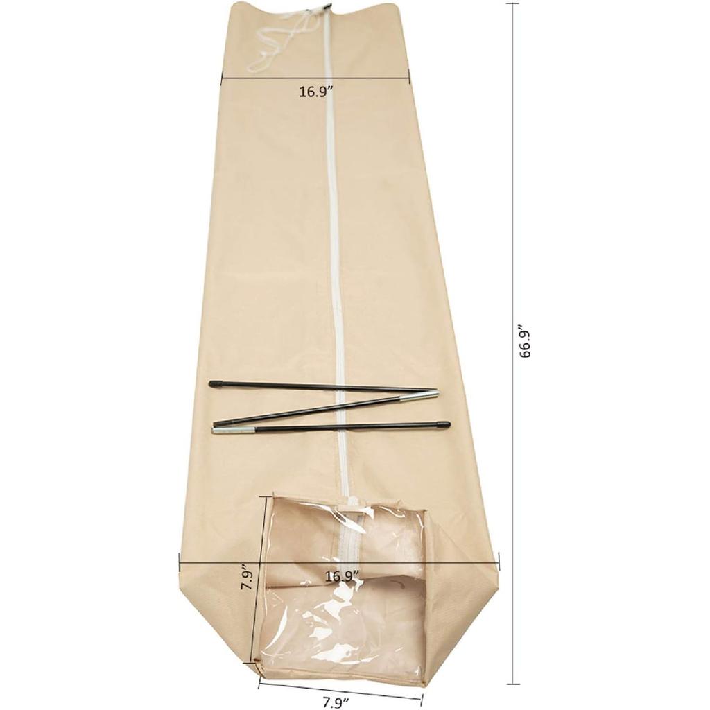 C-Hopetree Patio Umbrella Cover for 7ft to 11ft Solar LED Outdoor Market Umbrellas, Waterproof, with Zipper and Rod, Beige