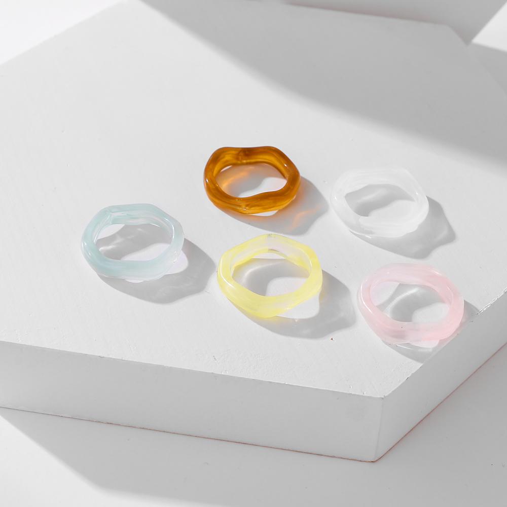 Anillo acrílico transparente de Color puro, tendencia de Color puro, anillo bonito de resina, joyería para mujer y niña