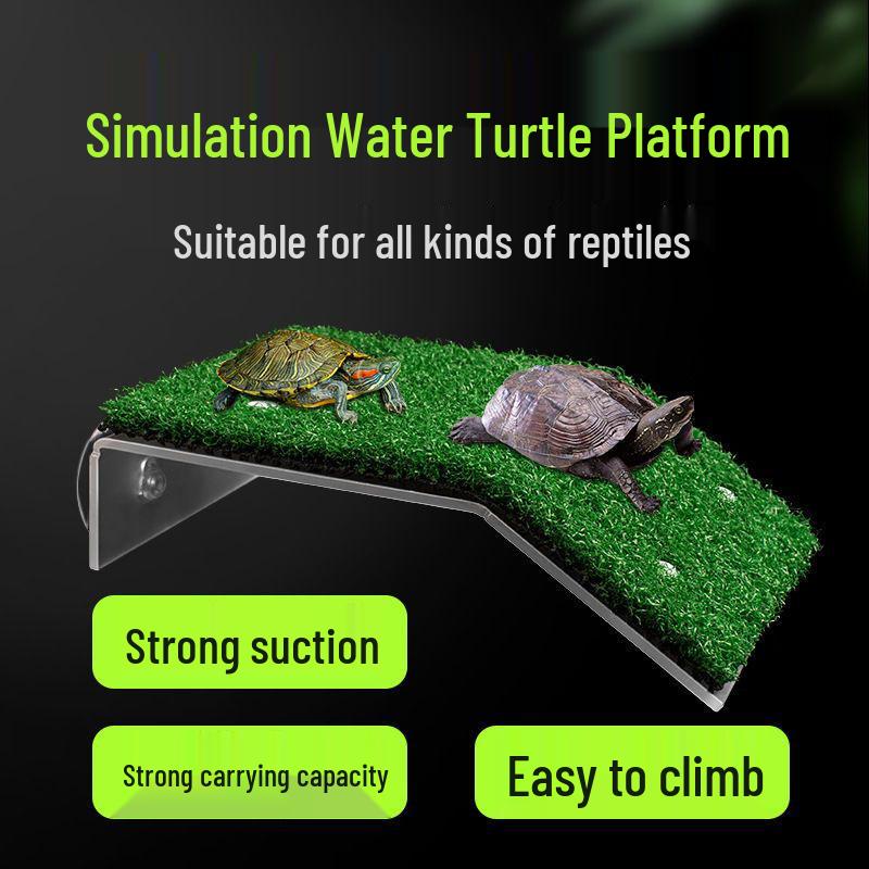 Acrylic Turtle Climbing & Sunbathing Platform with Feeding Trough - Small Size Floating Island for Tanks