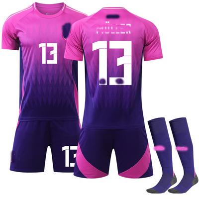 Tiener Kinderen Volwassenen Voetbaltenues Sport Trainingsshirt Set met Sokken 24/25 Duitsland Uit #13 Müller
