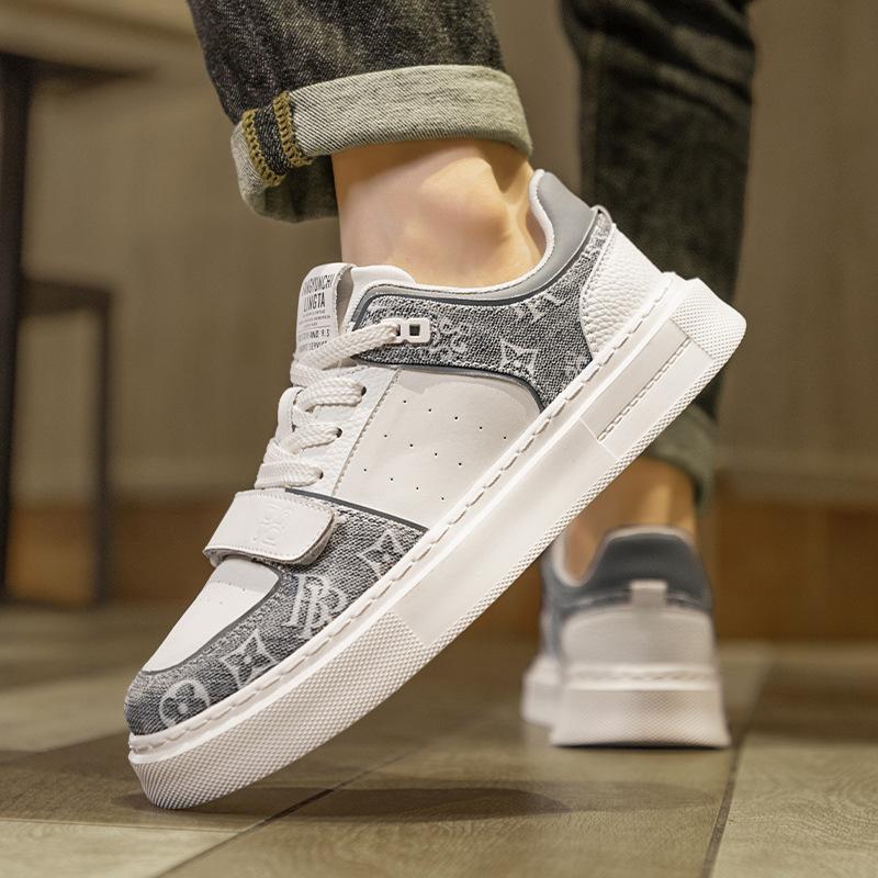 College Style Leather Surface Breathable Board Shoes Fashionable High Quality Cold Sticky Low Top Platform Men'S Shoes