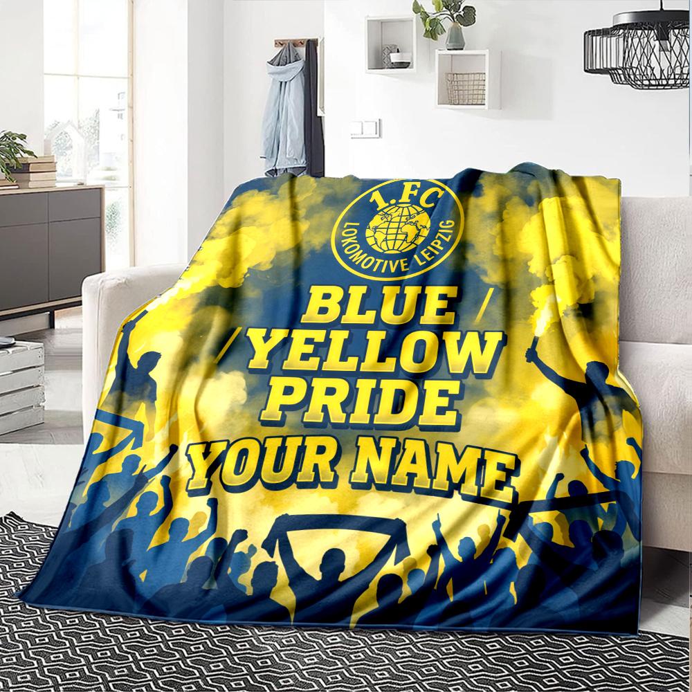 1PC 1 Fc Lokomotive Leipzig Custom Name Patterned Flannel Blanket Suitable For All Seasons for Home Decor Warmth and Comfort Gifts Holiday Present