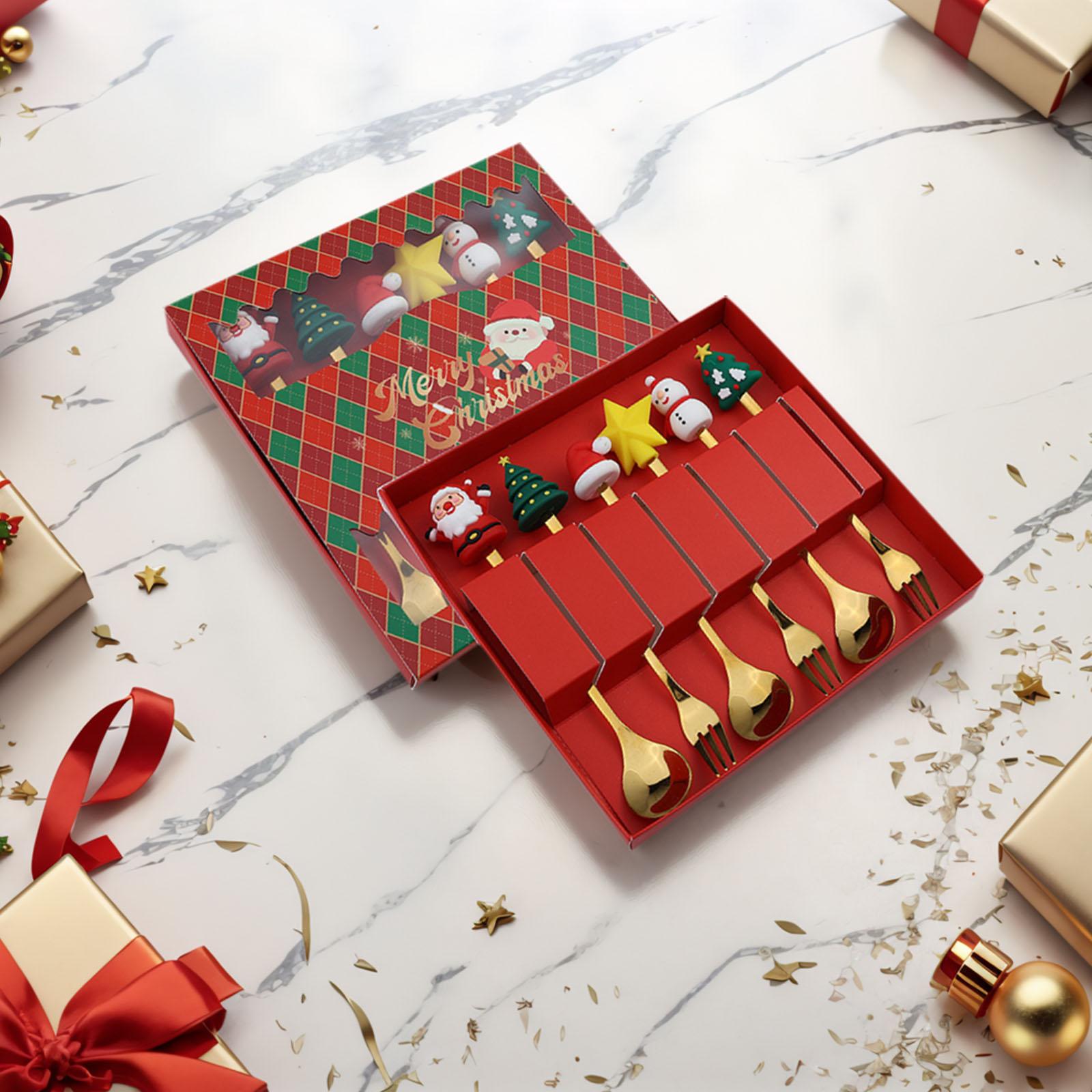 6Pcs Christmas Spoon Fork Set Multi-Purpose Xmas Coffee Stirring Spoon Cute Snowman Dessert Spoon Creative Tableware Gift China Mainland