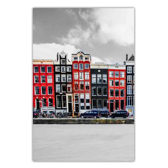 Nordic City Landscape Fashion Canvas Painting World Famous City Street View Poster Office Living Room Home Decoration Mural No Frame