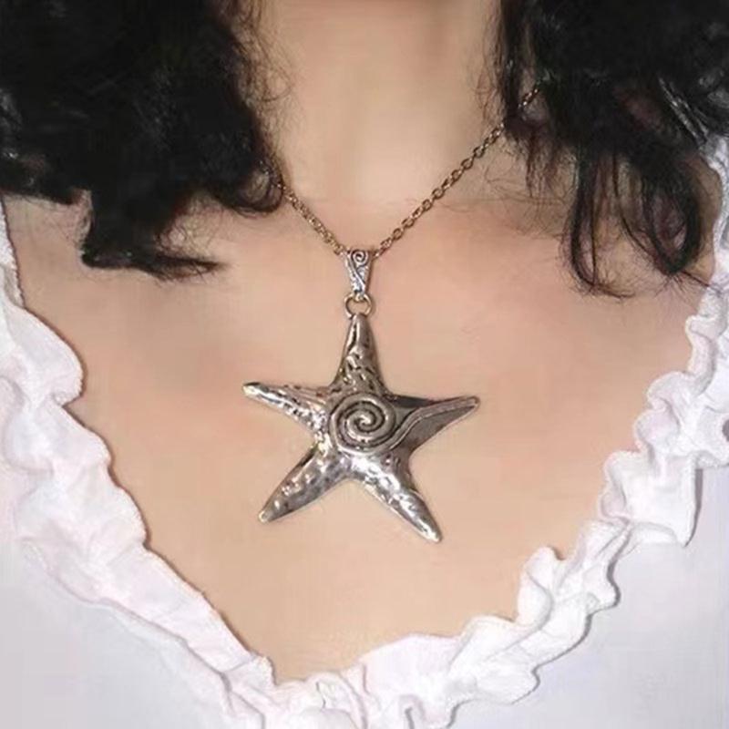 Star Necklace Y2K for Teen Girls Women Starfish Pendant Summer Jewelry Starfish Ocean Sea-Life Necklace Clavicle Chain