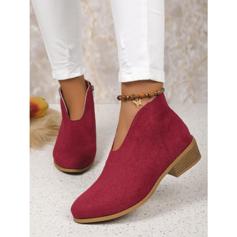 Sun Leopard Print Square Root Boots Side Zipper Round Head