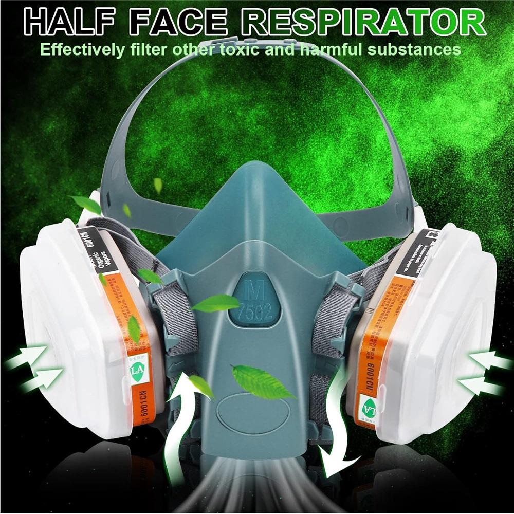Reusable Chemical Respirator, Paint Respirator With Filter Cartridge, Widely Used For Paint, Dust, Chemicals, Epoxy Paint, Woodworking