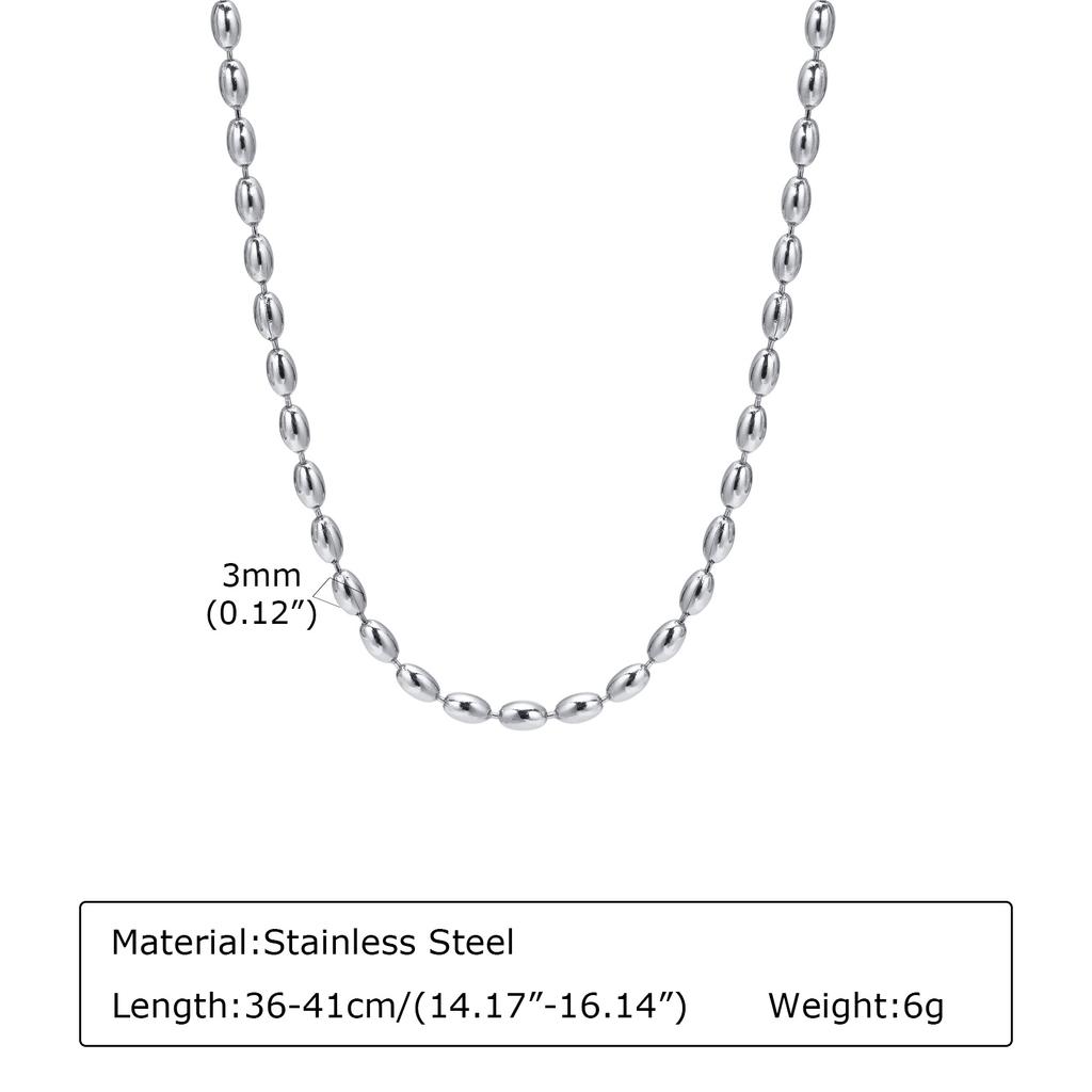 2mm/3mm Oval Beaded Chain Necklace, Ball Beaded Choker for Women Girls Layered Jewelry