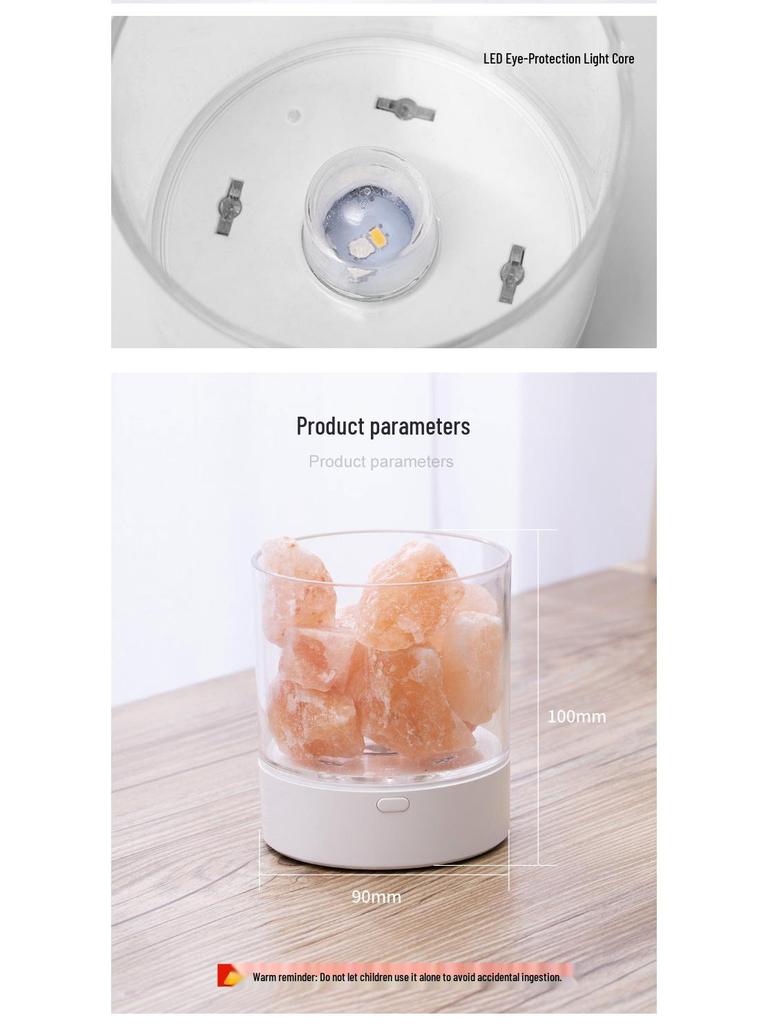 Nordic Himalayan Salt Lamp: USB-Powered Warm Bedside Night Light and Romantic Gift
