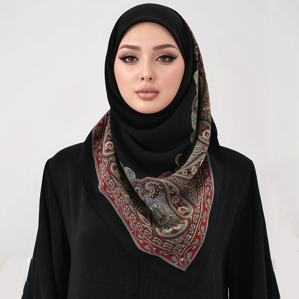 New 110cm Cashew Print Square Hijab Scarf Muslim Women's Breathable Summer Head Cover Fashion Shawl Scarves