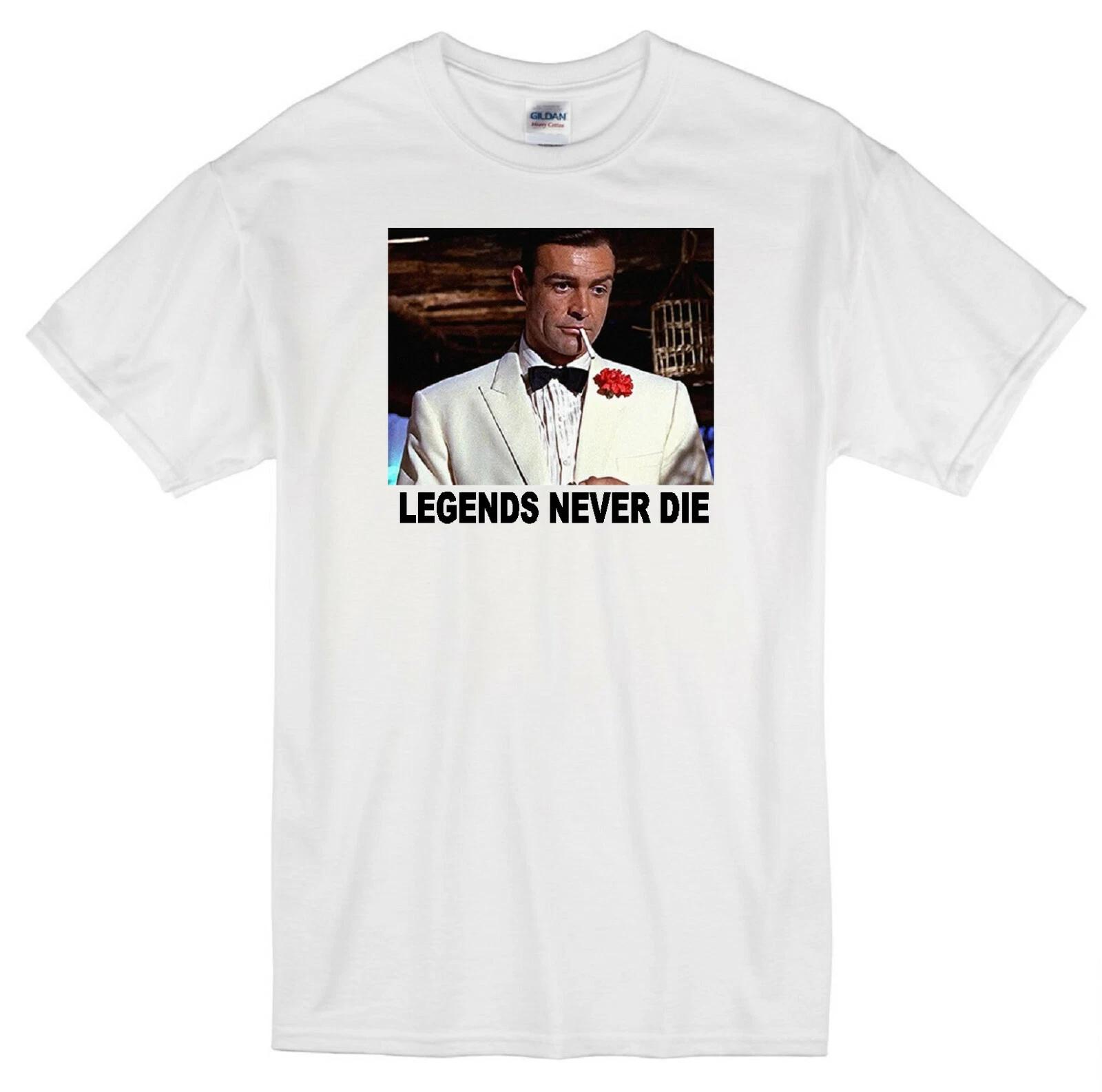 SEAN CONNERY  LEGENDS NEVER DIE  JAMES BOND 007 MOVIE RETRO WHITE T-shirt 4XL