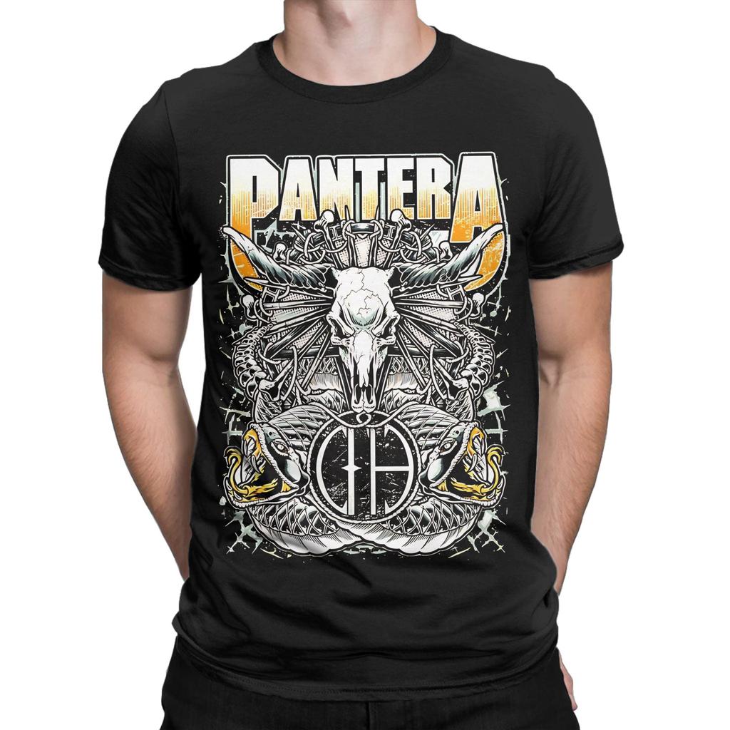 P-Pantera Serpente e Metalli Classico Grafica Divertente T-Shirt 100% Cotone Top Magliette Per Uomo
