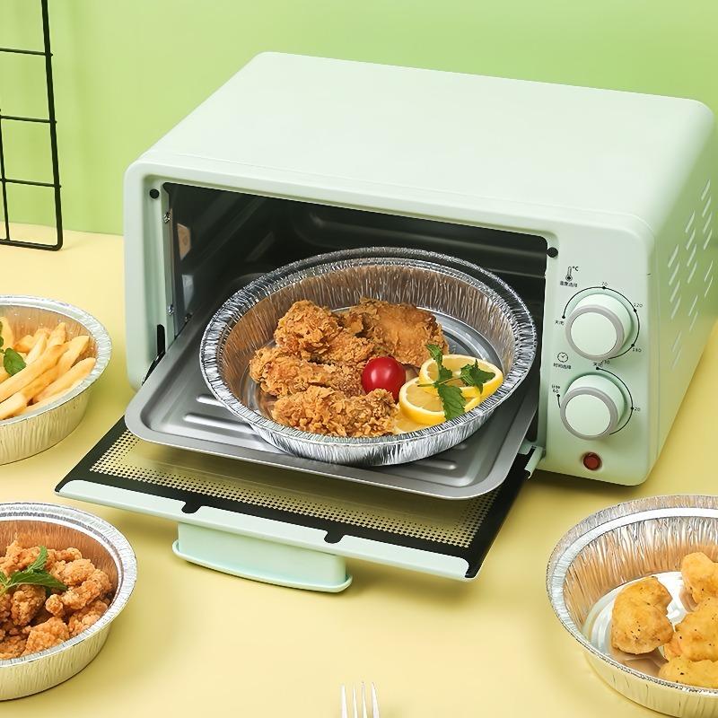 20PCS Air Fryer Special Aluminum Foil Tin Foil Tray One-time Thickened Circular Household Dessert Baking Barbecue Tin Paper Box