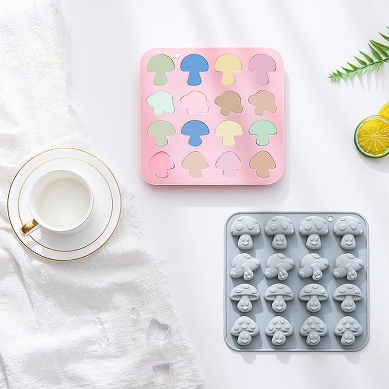 2Pcs Mushroom Silicone Mold,16 Cavity Cute Mushroom Chocolate Molds, 3D Mushroom Candy Ice Gummy Fondant Mold