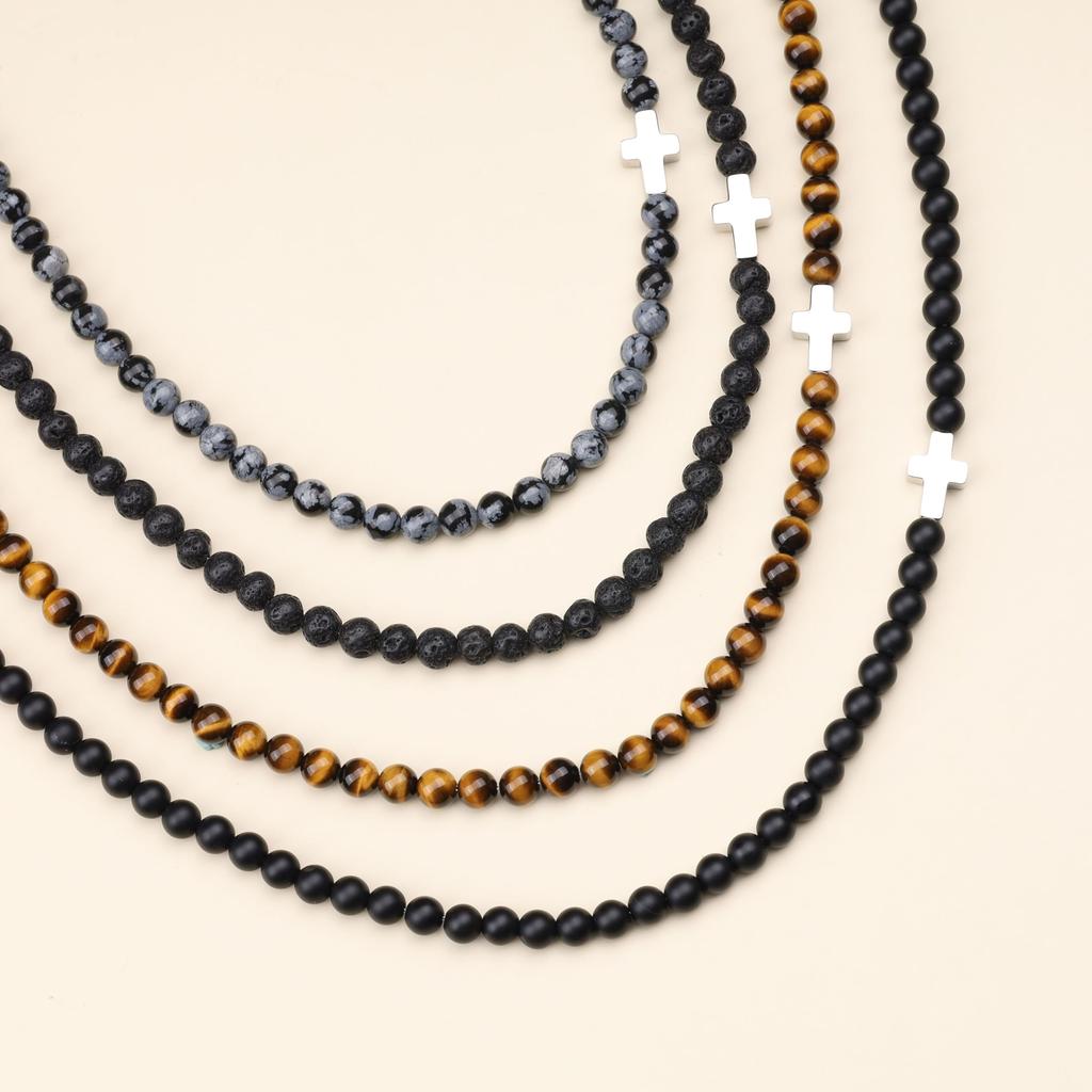 GAVU Tiger Eye Power Stone Cross Necklace for Men