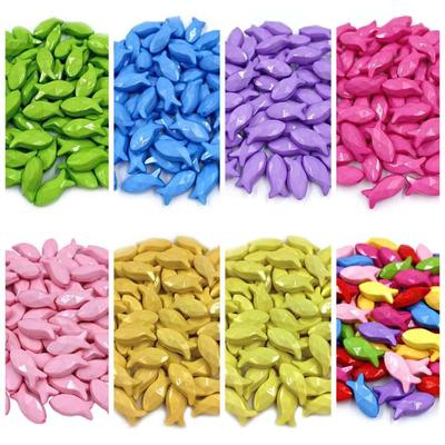 Home Partyzubehör Acryl Fischform Einfarbig Bonbonfarbe Glänzend Lose Perlen Handgefertigt 20 Stück 8*18mm Beliebt Neu Los Für DIY Armband Halskette