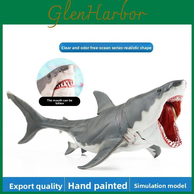 Marine Life Animal Model Large White Shark Toy With Biting Mouth For Aquarium Display