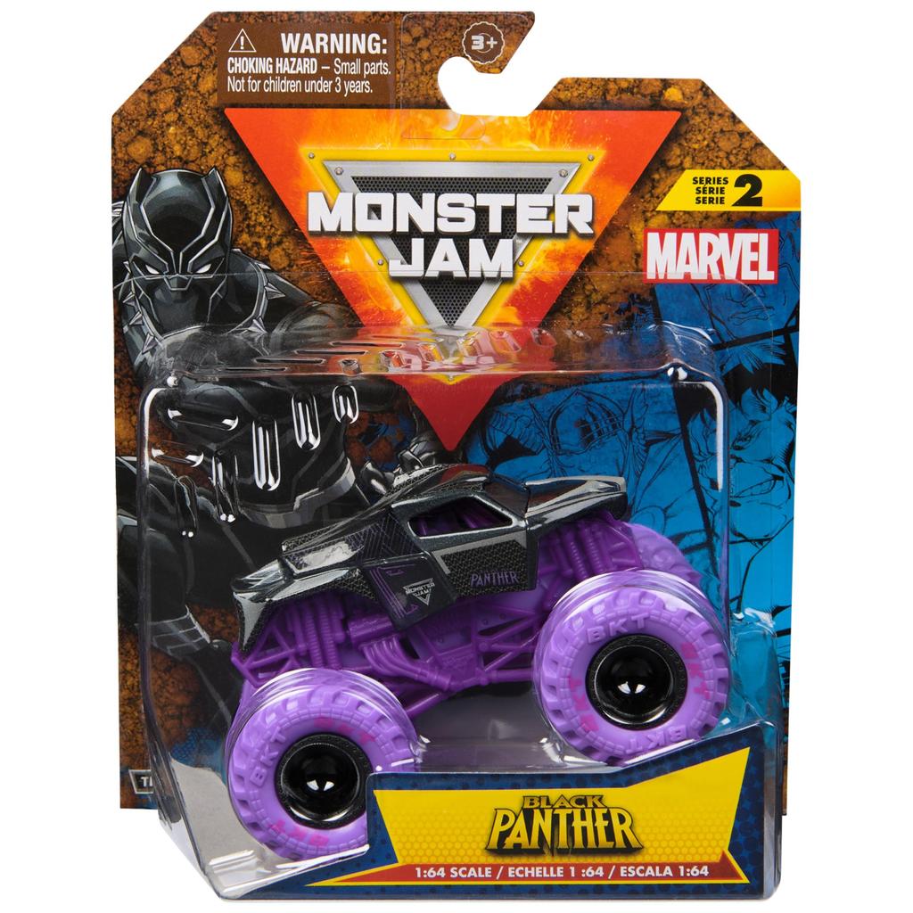 Monster Jam, Official Marvel Black Panther Monster Truck, Die-Cast Vehicle, 1:64 Scale, Superhero Kids Toy, for Boys Ages 3+